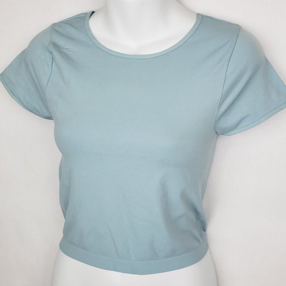 Free People Cap Sleeve Seamless Blue Crop Cami Top - Picture 3 of 7